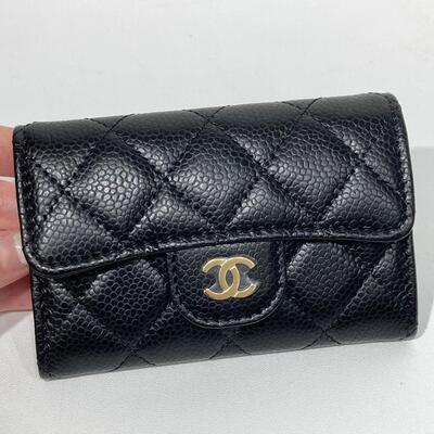 Chanel Classic Cardholder Cow Black Gold