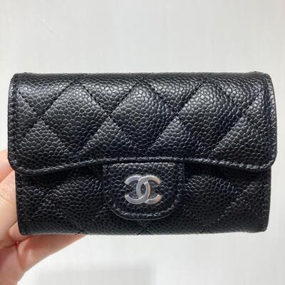 Chanel Classic Cardholder Cow Black Silver