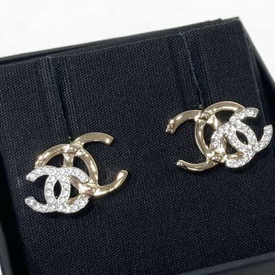 Chanel CC Double Gold Silver Earring M