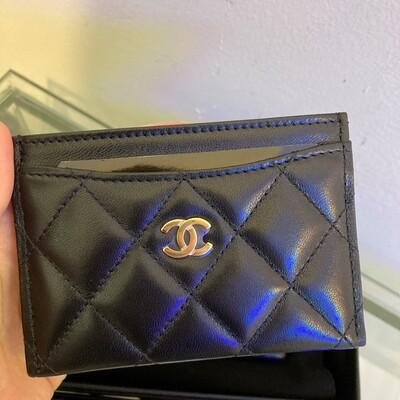 Chanel 經典 卡包 卡套 黑色 cc