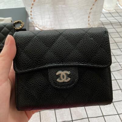 Chanel 經典 銀包 錢包 黑色 cc