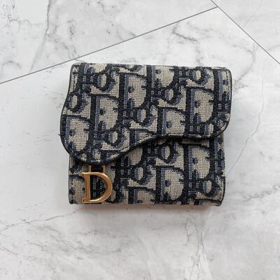 Dior Saddle Wallet Oblique Blue