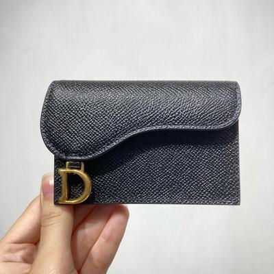 Dior Saddle Cardholder Cow Black