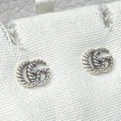 Gucci 925 Silver Double G Earrings