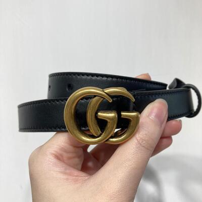 Gucci GG Marmont Belt Black Gold 2cm