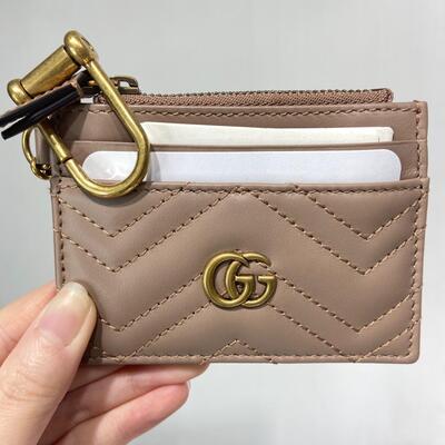 Gucci GG Marmont keychain wallet Dusty Pink