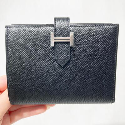 Hermes Bearn Compact Wallet Epsom Black Silver