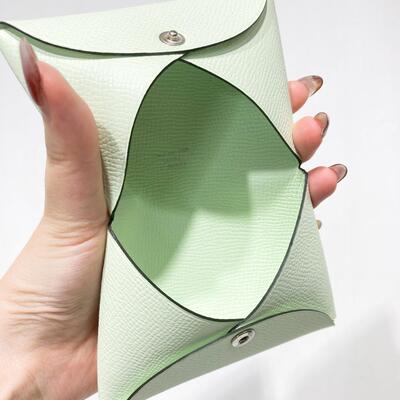 Hermes Calvi Card Holder Epsom Calf White Green