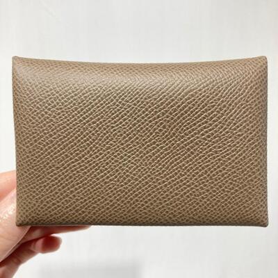 Hermes Calvi Card Holder Epsom Calf Etoupe