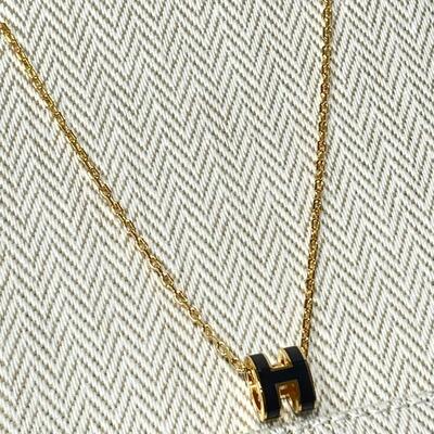 Hermes Mini Pop H Necklace Gold Black