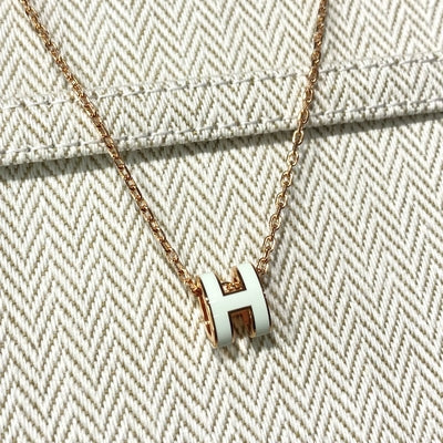 Hermes Mini Pop H Necklace Rose Gold Light Green (Vert Fizz)