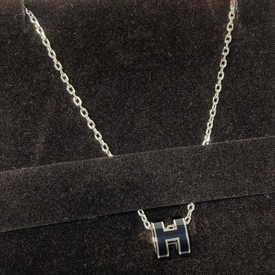 Hermes Mini Pop H Necklace Silver Black