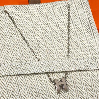 Hermes Mini Pop H Necklace Silver Light Grey (Marron Glace)