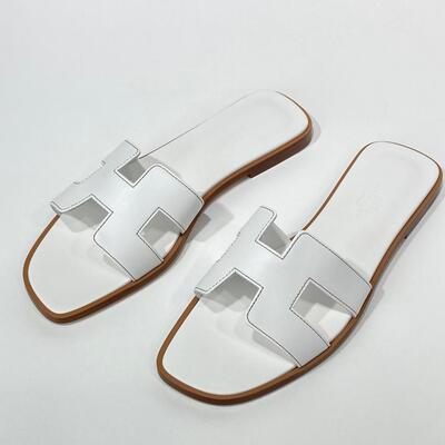 Hermes Oran Sandals White