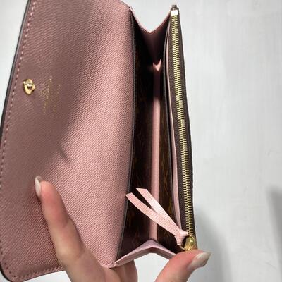 LV Emilie Wallet Monogram Canvas Brown Pink