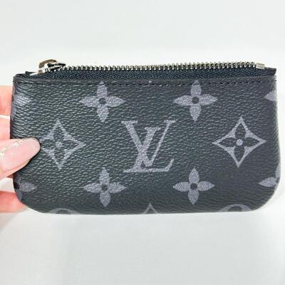 LV Key Pouch Monogram Canvas Black Grey