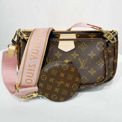 LV Multi Pochette Monogram Canvas Brown Pink