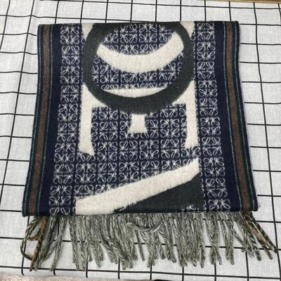 Loewe Love Jacquard Scarf Navy Blue