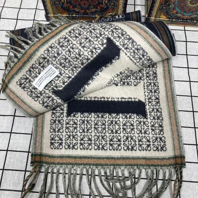 Loewe Love Jacquard Scarf Navy Blue