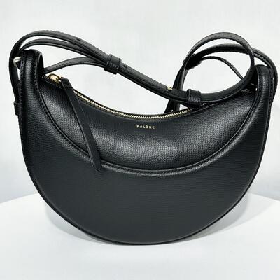 Polene Number Ten Dix Black Grained Leather