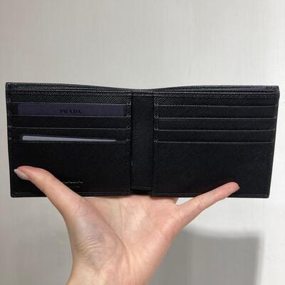 Prada Mens Wallet Black Triangle Large