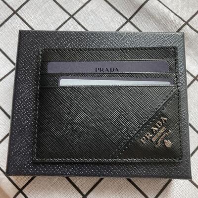 Prada Mens Cardholder Black Silver