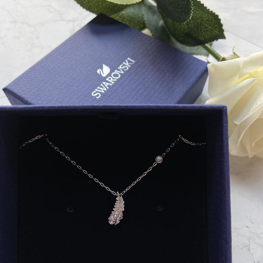 Swarovski Feather Necklace Silver