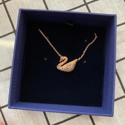 Swarovski Swan Necklace Rose Gold