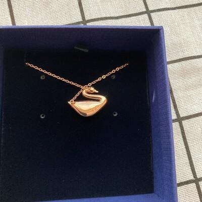 Swarovski Swan Necklace Rose Gold