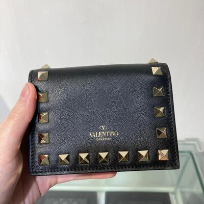 Valentino Rockstud Folded Wallet Black