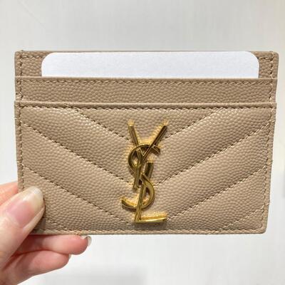 YSL Monogram Cardcase Beige Gold