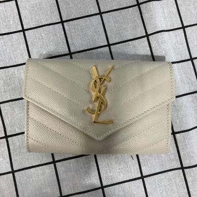 YSL Monogram Coin Purse White Gold