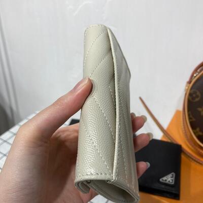 YSL Monogram Coin Purse White Gold