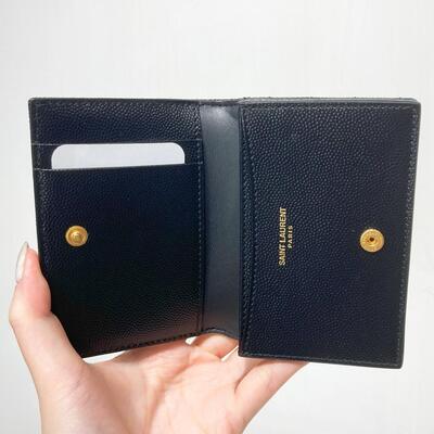 YSL Monogram Flap Cardholder Black Gold