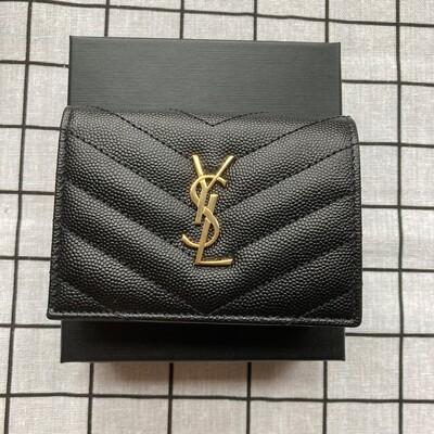 YSL Monogram Flap Wallet Black Gold