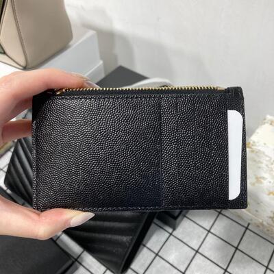 YSL Monogram Zip Flap Cardholder Black Gold
