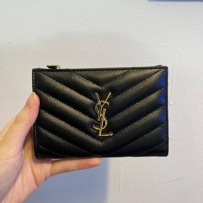 YSL Monogram Two Part Wallet Black Gold