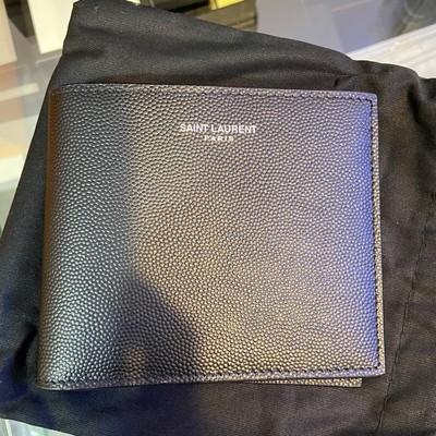 YSL Mens Wallet Black Silver