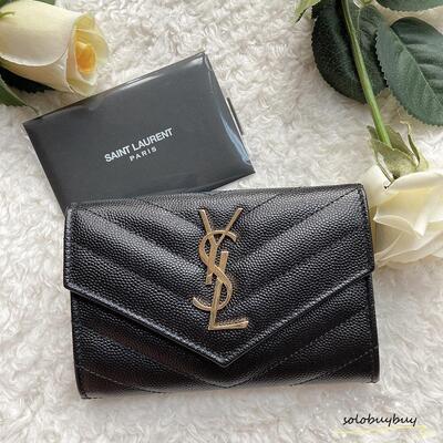 YSL Monogram Coin Purse Black Gold